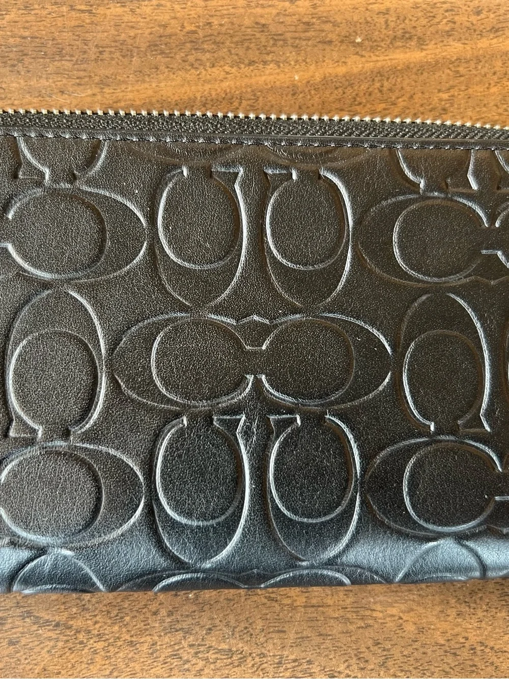 Coach Black Embossed Leather Clutch